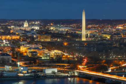 Washington D.C. lit up at night