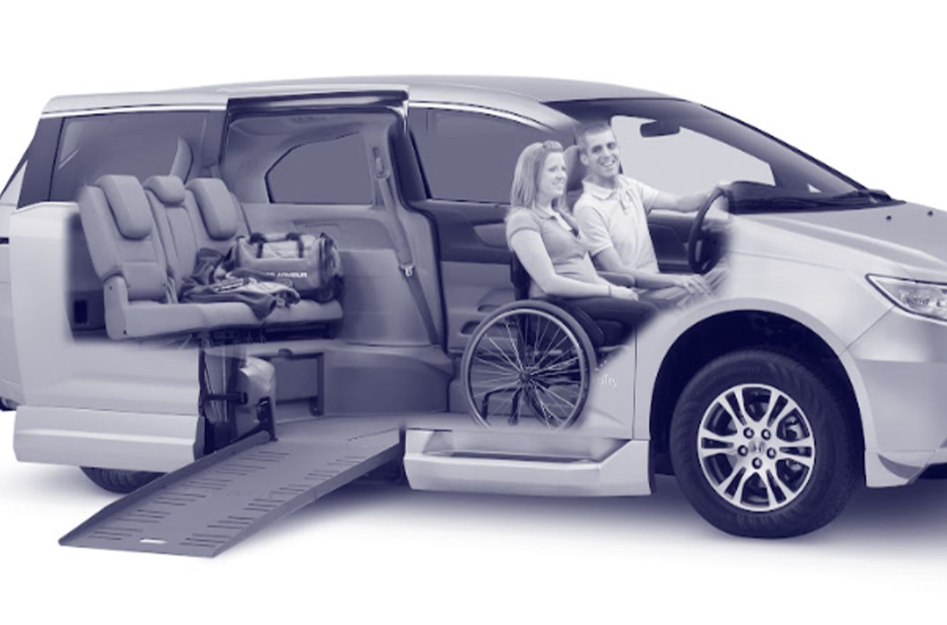 Graphic of Couple Sitting in Wheelchair Accessible Van