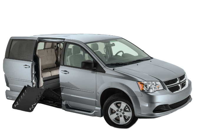 Silver Wheelchair Accessible Dodge Caravan With Ramp