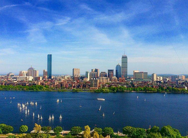 City of Boston Skyline Taken From Harbor
