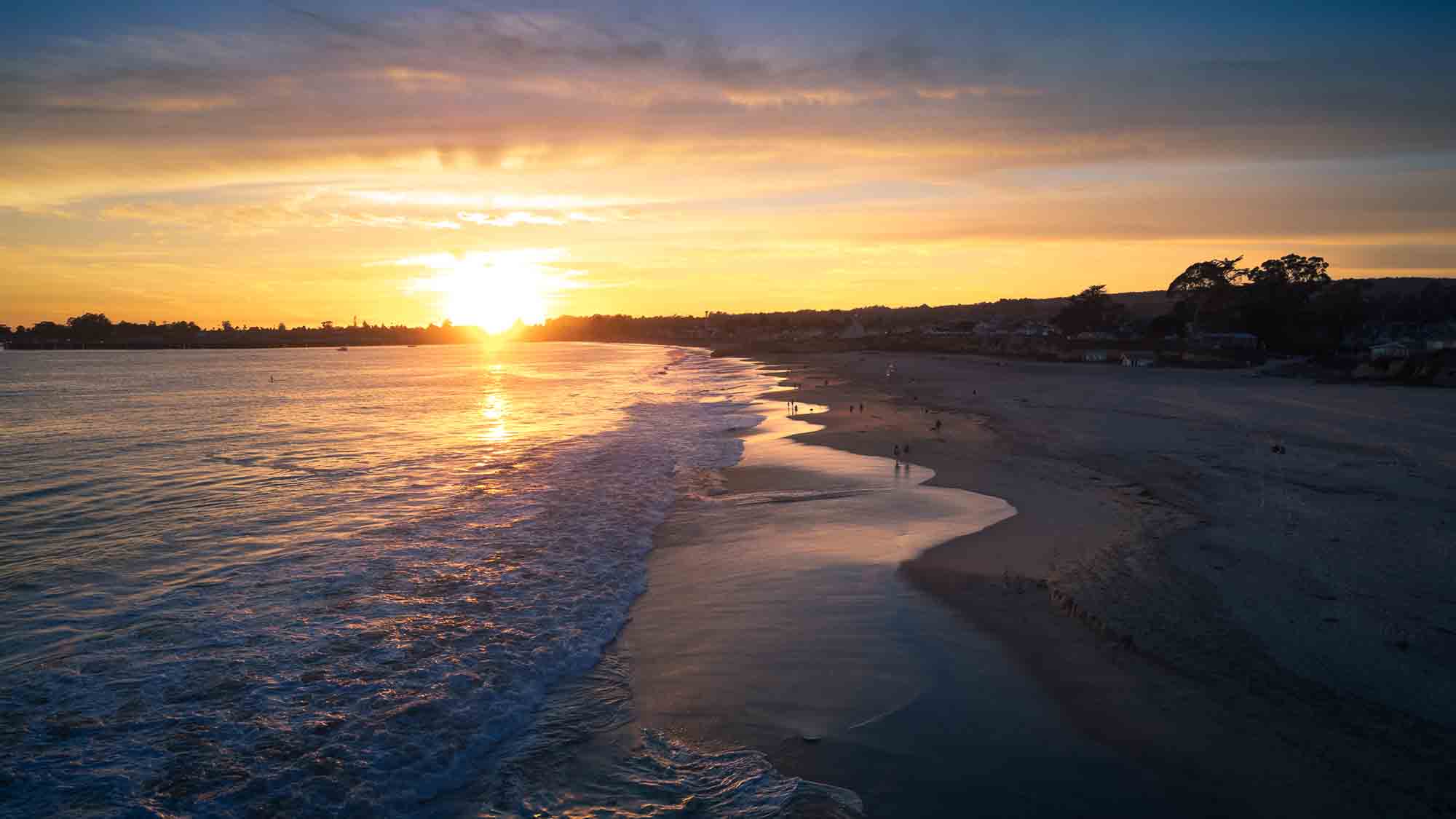 Sun Setting Over the Pacific Ocean Beach