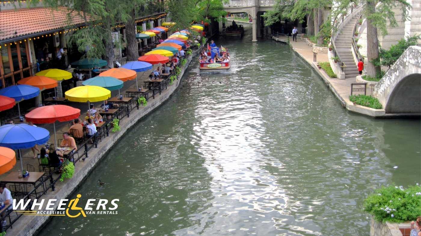 San Antonio River Walk with accessible pathways and riverside dining