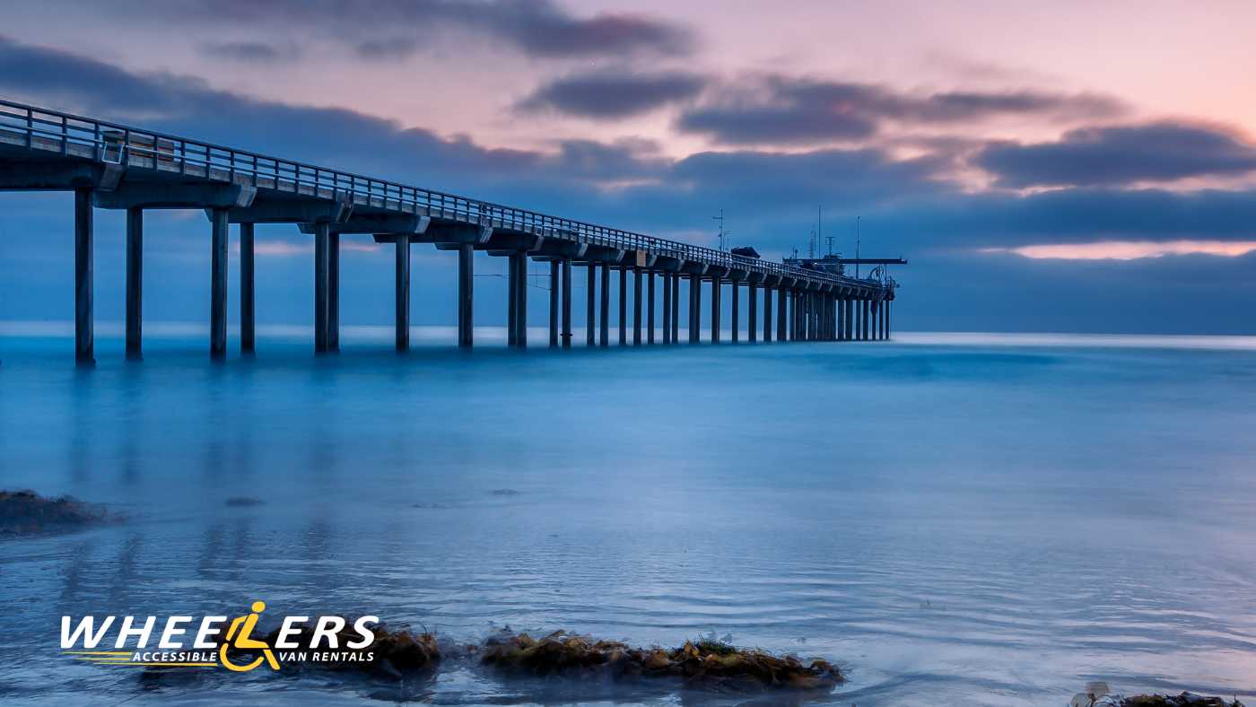 San Diego pier and accessible coastal destination at sunset
