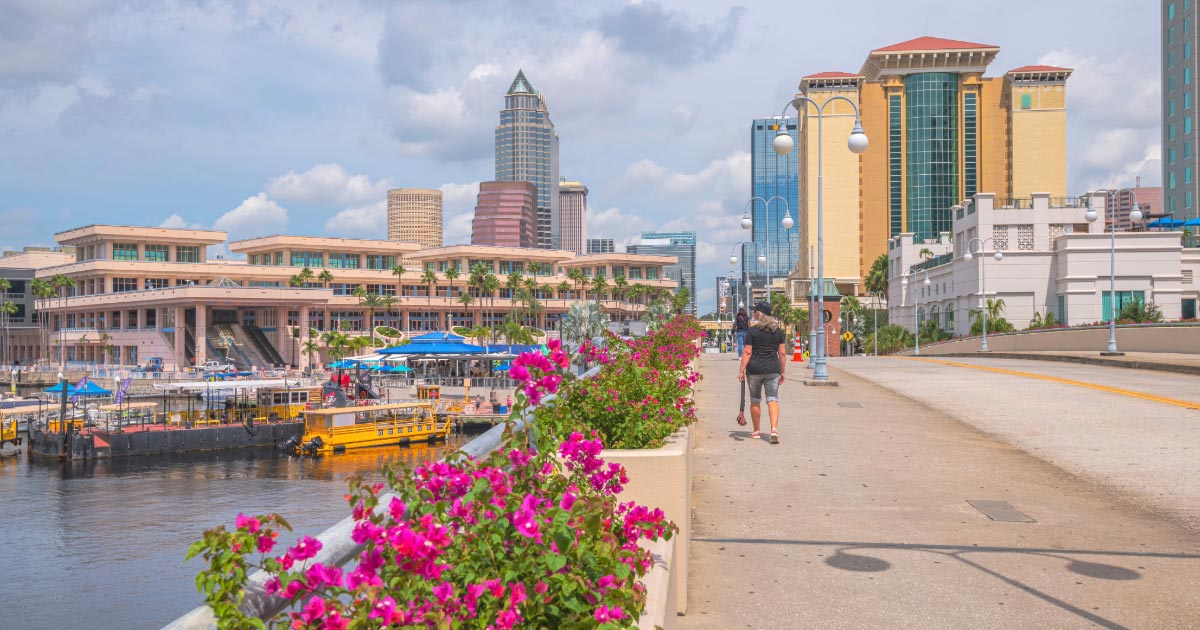 Photo taken of Tampa skyscrapers during spring time