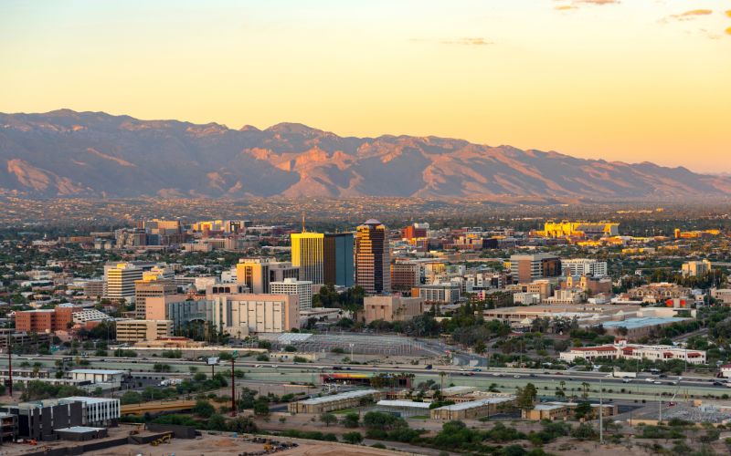 Tucson Skyline with Skyscrapers and the Downtown Area in View